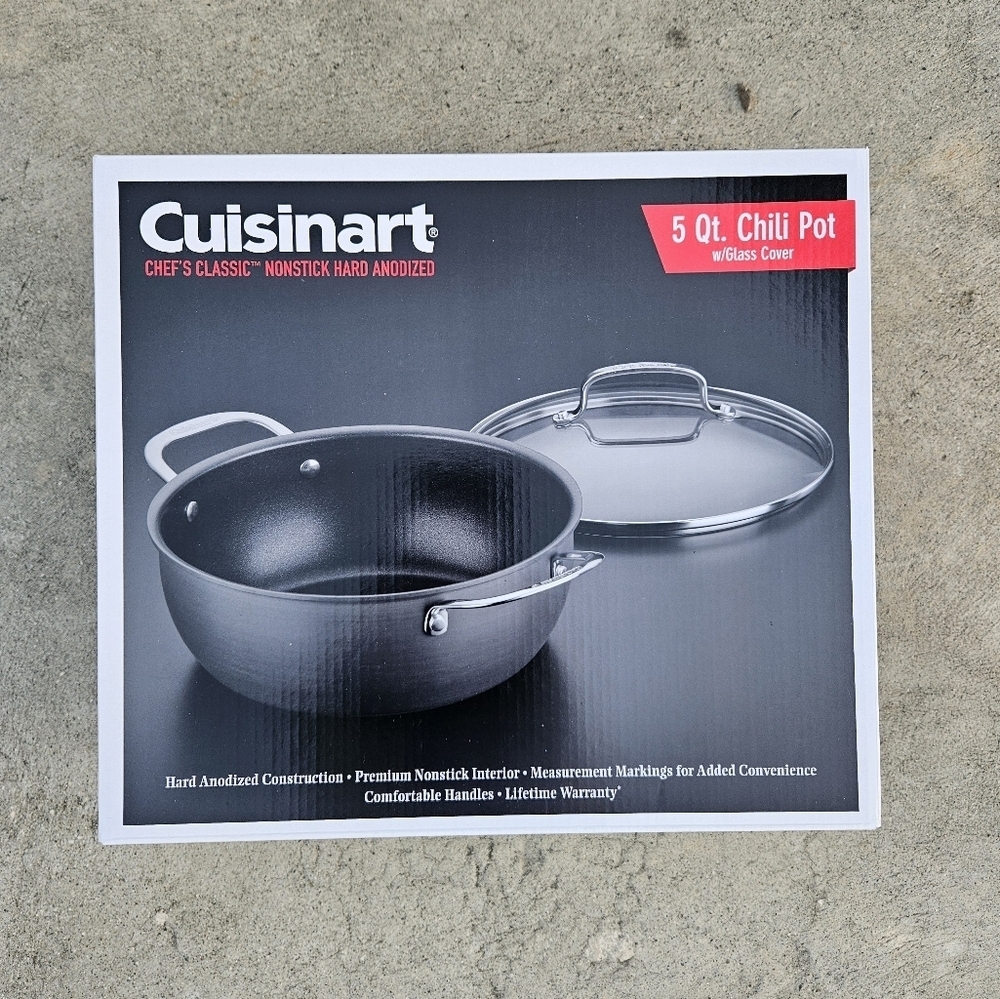 Cuisinart 5 Qt Chili Pot with Lid. Nonstick Hard Anodized. Lifetime Warranty